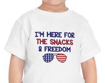 Toddler 4th of July Shirt, Snacks and Freedom, USA Patriotic Tee