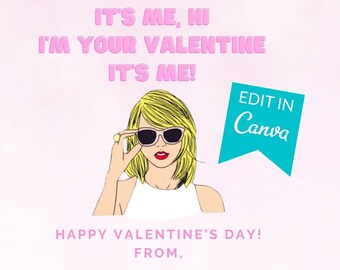 Taylor Valentine's Day Card, Printable Personalized Kids Valentines (Digital Download)