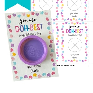 Pastel Play-doh Valentines, Editable Valentine Cards, Non-Candy Valentine Cards, Printable Play-Doh Valentines, Class Party Valentines