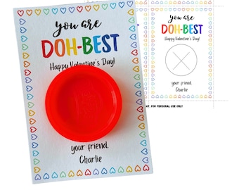 Rainbow Play-doh Valentines, Editable Valentine Cards, Non-Candy Valentine Cards, Printable Play-Doh Valentines, Class Party Valentines
