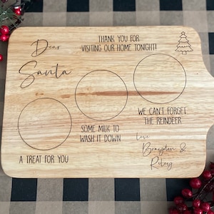 Santa Tray / Personalized Santa Tray / Santa Treat Board / Christmas Tray / Santa Cookie Tray / Christmas Gift / Milk and Cookies Board image 1