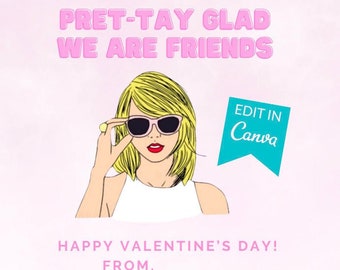 Personalized Taylor Valentine's Day Card, Kids Classroom Valentines (Digital Download)