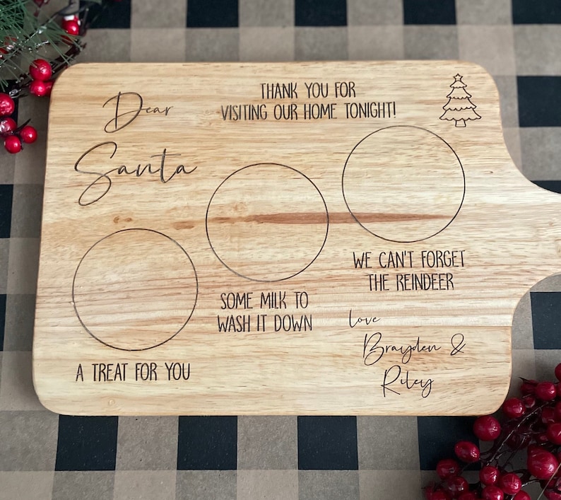 Santa Tray / Personalized Santa Tray / Santa Treat Board / Christmas Tray / Santa Cookie Tray / Christmas Gift / Milk and Cookies Board image 1