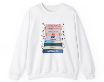 Taylor Album Stack Flowers Unisex Heavy Blend™ Crewneck Sweatshirt / album sweatshirt / Taylor sweatshirt / eras tour sweatshirt