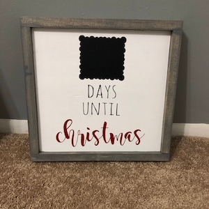 Days Until Christmas Chalkboard Framed Sign / Chalkboard Christmas Wood Sign / Countdown to Christmas Sign / Christmas Decor image 1