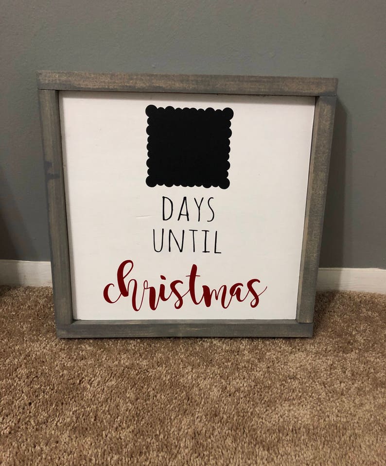 Days Until Christmas Chalkboard Framed Sign / Chalkboard Christmas Wood Sign / Countdown to Christmas Sign / Christmas Decor image 1