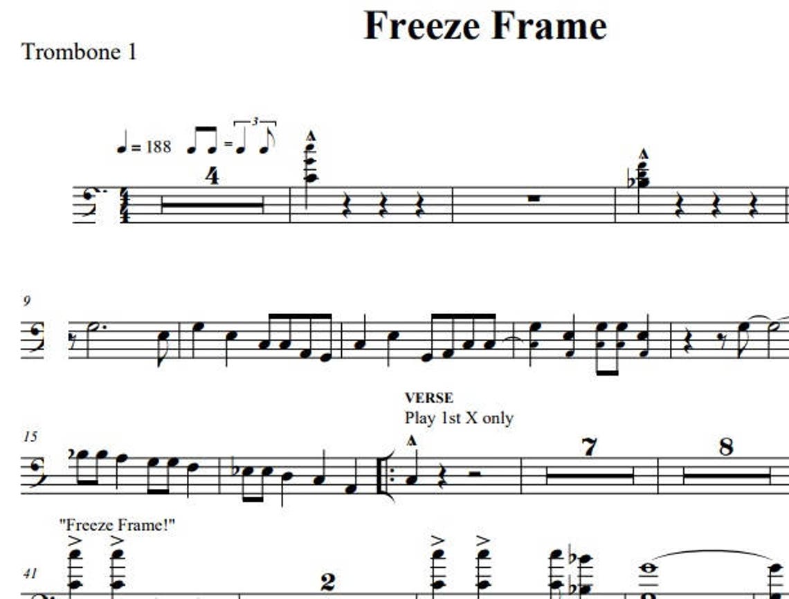Freeze frame j geils band arranged horn sheet music tenor sax trumpet