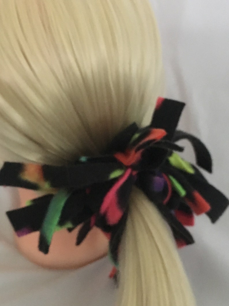 Black And Rainbow Fleece Fringe Hair Tie Etsy