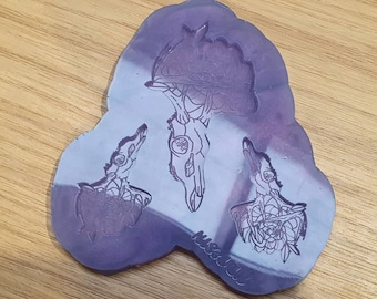 Deer Stag Skull Flower Earring and Pendant Silicone Mould