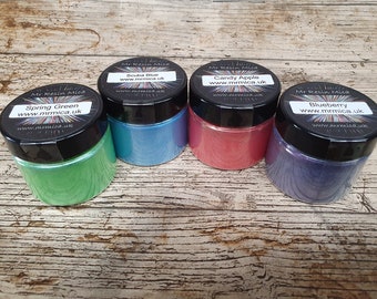 Set di polvere di mica primaverile: resina, cera, jesmonite - verde, blu, mela