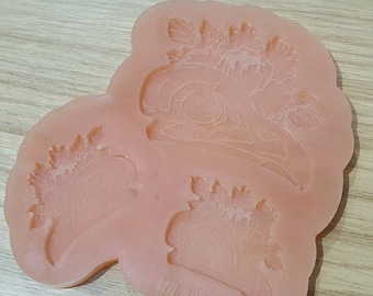 Crow Raven Skull Flower Earring and Pendant Silicone Mould