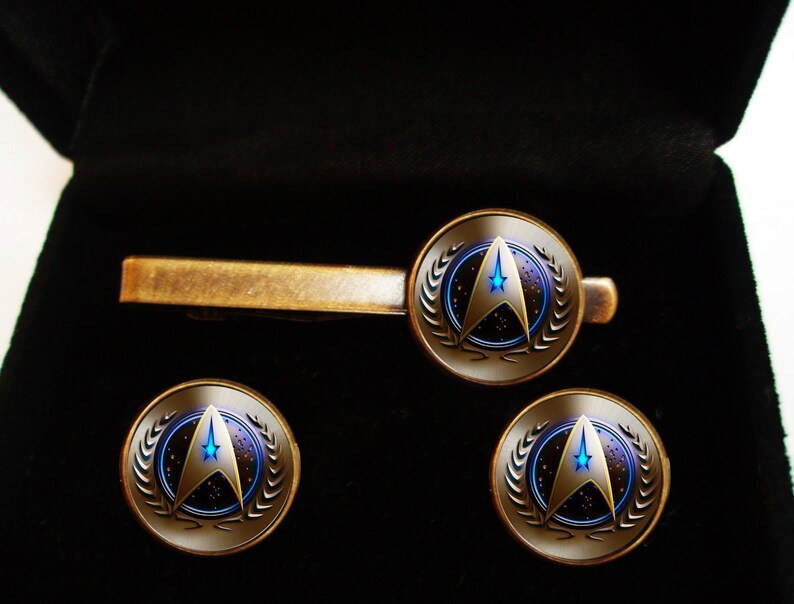 Star Trek Starfleet Emblem Set Cufflinks and Tie Clip Etsy