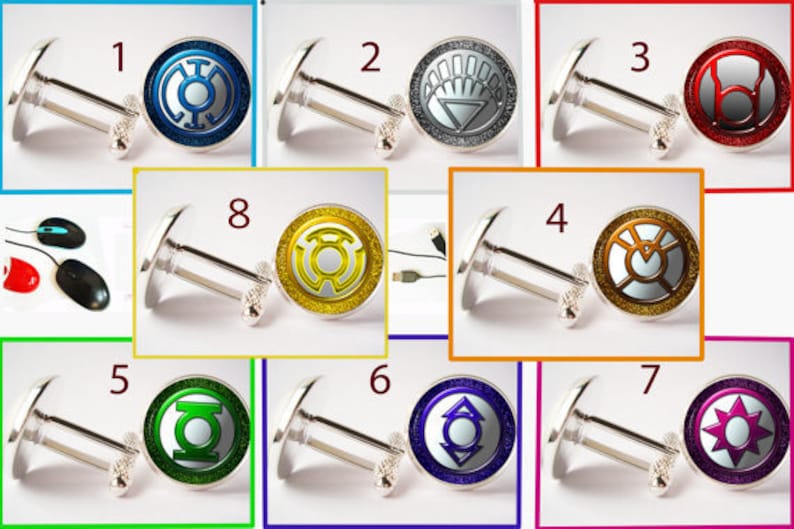 wedding boyfriend husbend groomsmen gift Green Lantern set cufflinks and tie clip superhero super hero heroes cufflinks tie clip tie bar
