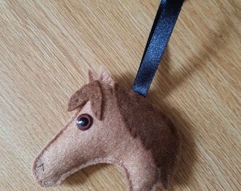 Felt Horse Christmas bauble in brown