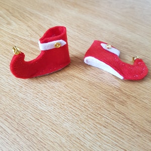 Felt elf doll button boots in red