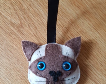 Felt Siamese cat Christmas bauble