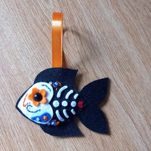 Felt fish candy skull Christmas Halloween bauble