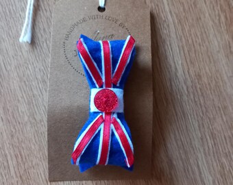 Felt Union Jack hair bow snap clip