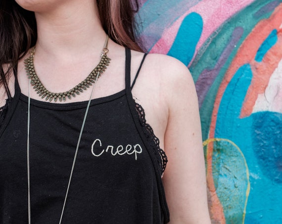 "Creep" + Heart Embroidered Tank Top