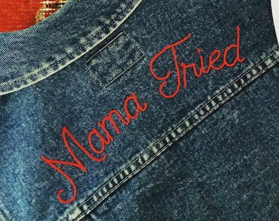"Mama Tried" Embroidered Denim Vest