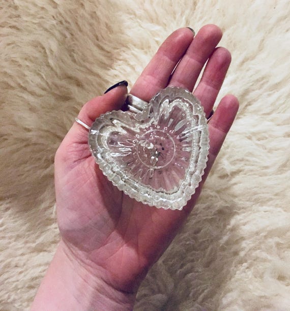 Crystal Heart Trinket Dish with Lid