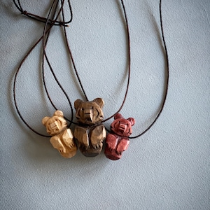 Bear Totem Necklace, Hand Carved, Choice of Stain Color, Choice of Size (New size options!)
