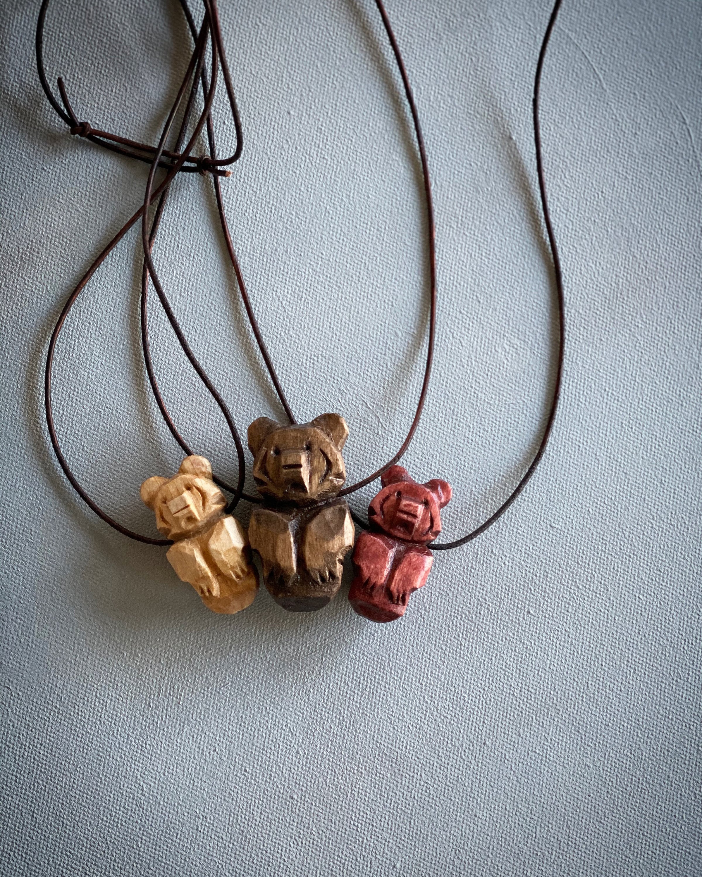 Bear Totem Necklace Hand Carved Choice of Stain Color Choice of Size new Size Options Etsy Canada