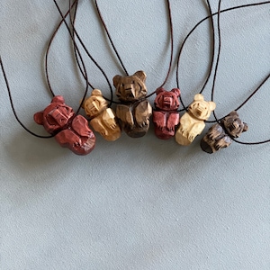 Bear Totem Necklace, Hand Carved, Choice of Stain Color, Choice of Size New size options image 4