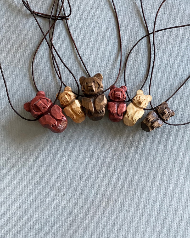 Bear Totem Necklace, Hand Carved, Choice of Stain Color, Choice of Size New size options image 4
