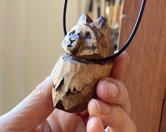 Wolf Totem Necklace, Hand Carved, Walnut Stain (New size options!)