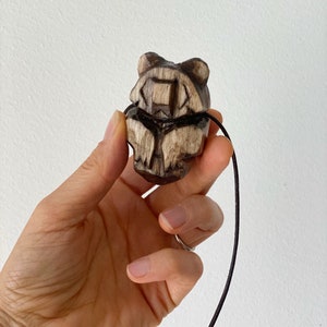 Bear Totem Necklace, Hand Carved, Choice of Stain Color, Choice of Size New size options image 6