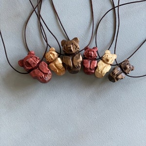 Bear Totem Necklace, Hand Carved, Choice of Stain Color, Choice of Size New size options image 9