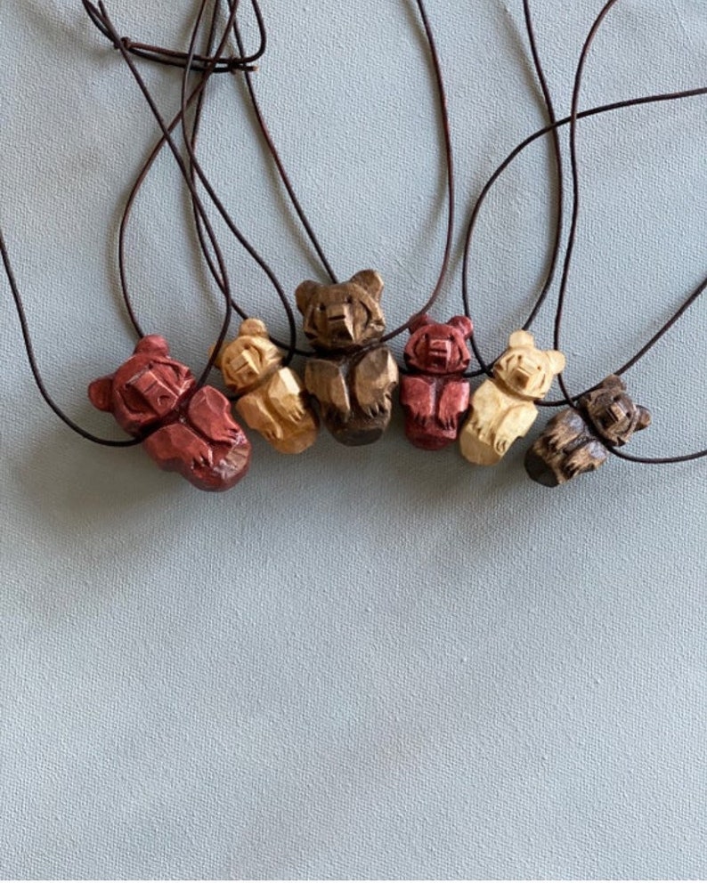 Bear Totem Necklace, Hand Carved, Choice of Stain Color, Choice of Size New size options image 9