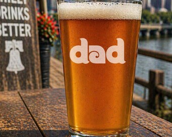 Philadelphia Baseball Dad Pint Glass Custom Name Etched Beer Glass Philly Gift Mom Dad Pop Pop Mom Mom Grandpa Grandma Fathers Day Gift