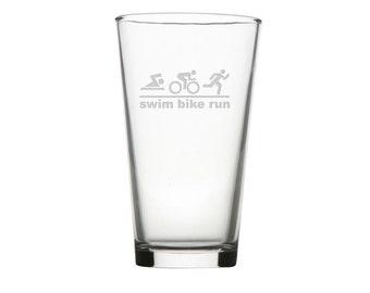 Triathlete Gift Pint Glass / Triathlon gift / Gift For Triathlete / Etched Pint Glass / Triathlon gifts/ ironman gift / Podium Gift