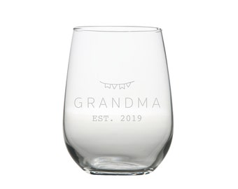 Grandma to Be - Garland Grandma Glass- New Grandma - Baby Announcement - Baby Reveal - New Grandma Gift - First Grandchild - Chose Date