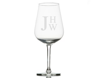 Etched Wine Glasses - Personalized wine glasses - monogrammed wine glasses - custom wine glasses - stemmed wine glass - decorative wine