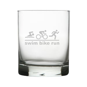 Triathlete Gift Etched Whiskey Glass With Text On Back - triathlete gift - triathlete gift ideas - ironman triathlon gifts
