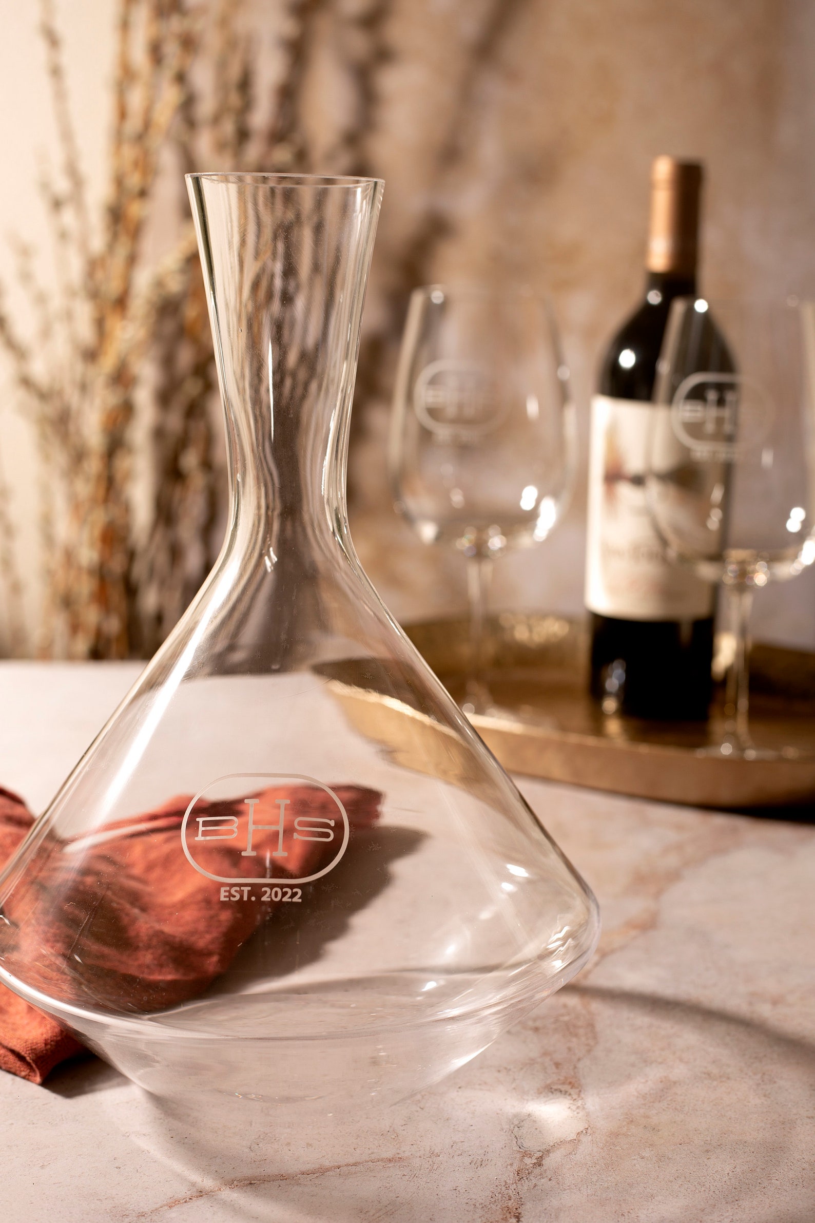 Personalized Wine Decanter Angled Wine Decanter Crystal Etsy