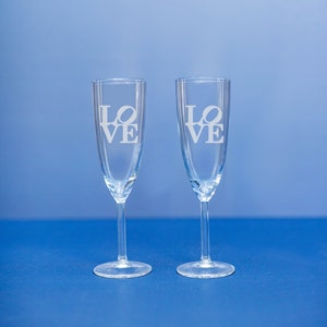Etched Champagne Glasses for Couple