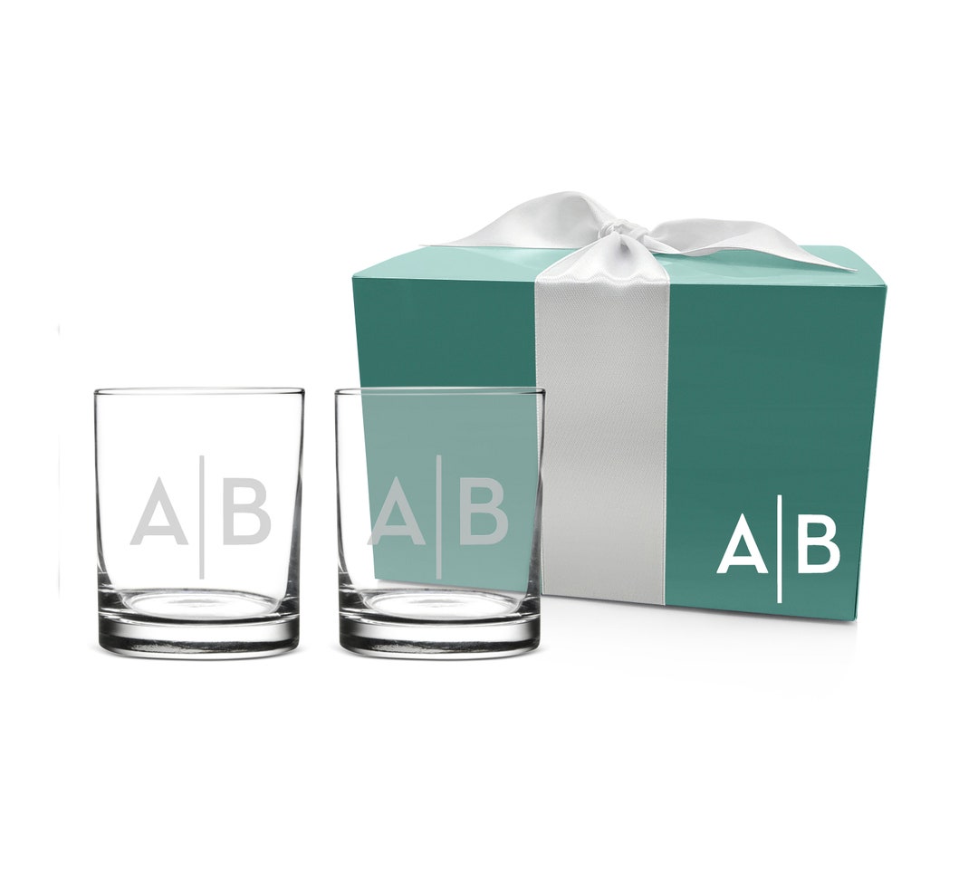 Set of 2 Personalized Old Fashioned Glasses With Gift Box Option