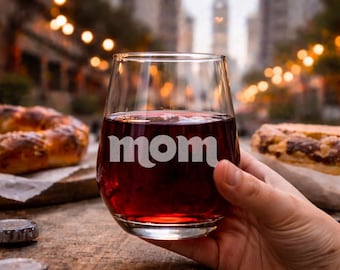 Philadelphia Baseball Mom Wine Glass Custom Name Etched Stemless Wine Glass 17 oz Philly Gift Mom Mom Grandma Mothers Day Gift