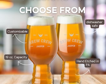 Custom Beer Glasses for Groomsman Gifts - IPA Beer Glasses - Engraved Beer Glass - Bachelor Party Favor
