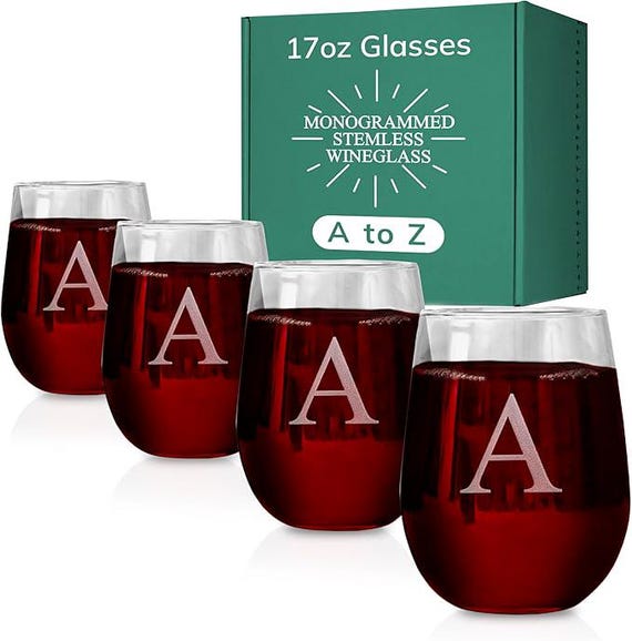 Personalized Wine Glasses - Wine Glasses Set of 4 - Etched Wine Glasses -  Monogrammed - Etsy