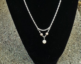 Ivory and Tan Swarovski Pearl Silver-tone Earring and Necklace Set