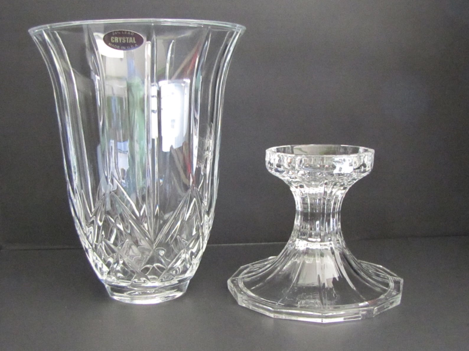 Vintage Deplomb 24 Lead Crystal 2 Piece Candle Holder Never Etsy