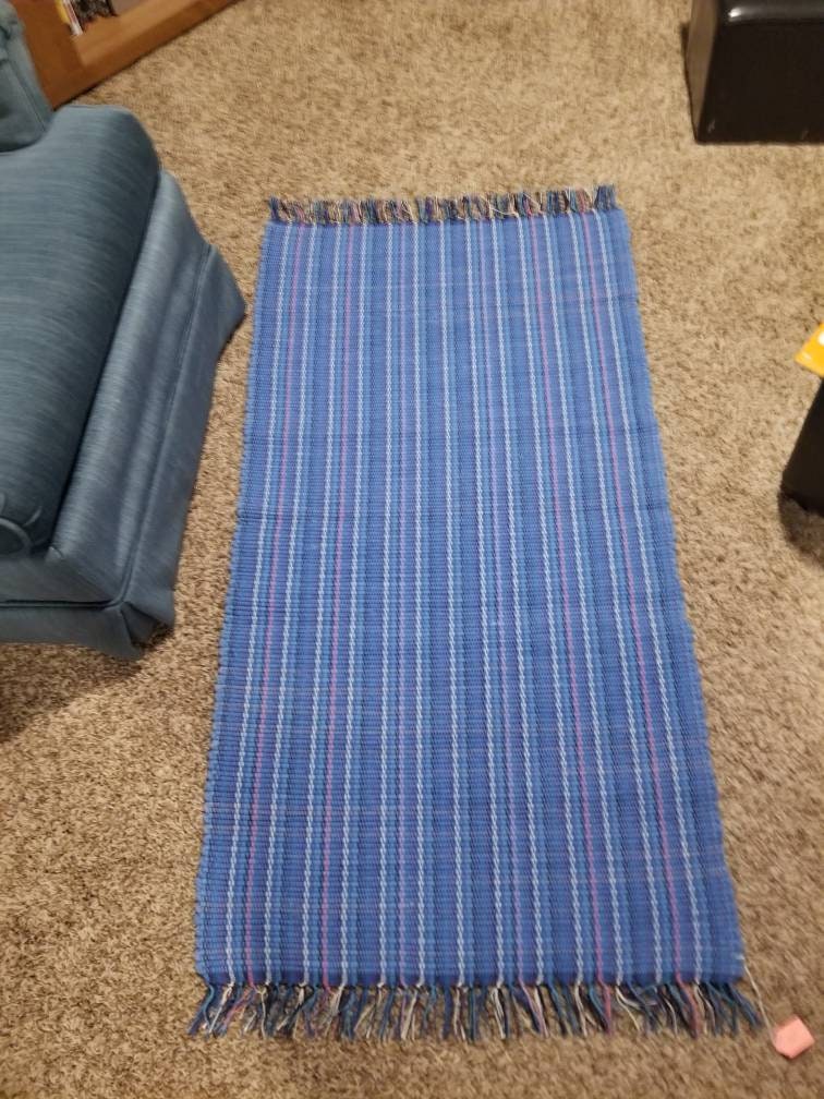 Blue Cotton Rag Rugs, Eco-friendly; Made With Upcycled Fabric - Etsy