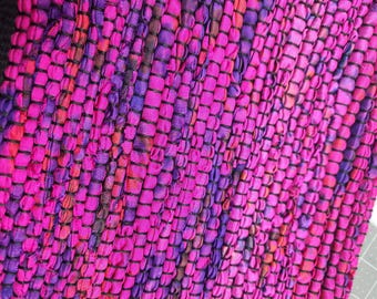 Silk table runner - pink and purple accents, 19x10 inches