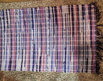 Handwoven Pink & Purple Rag Rug: Reversible Accent Rug