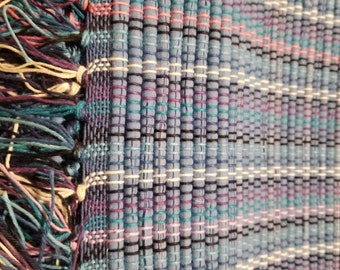 blue cotton rag rugs, eco-friendly; made with upcycled fabric